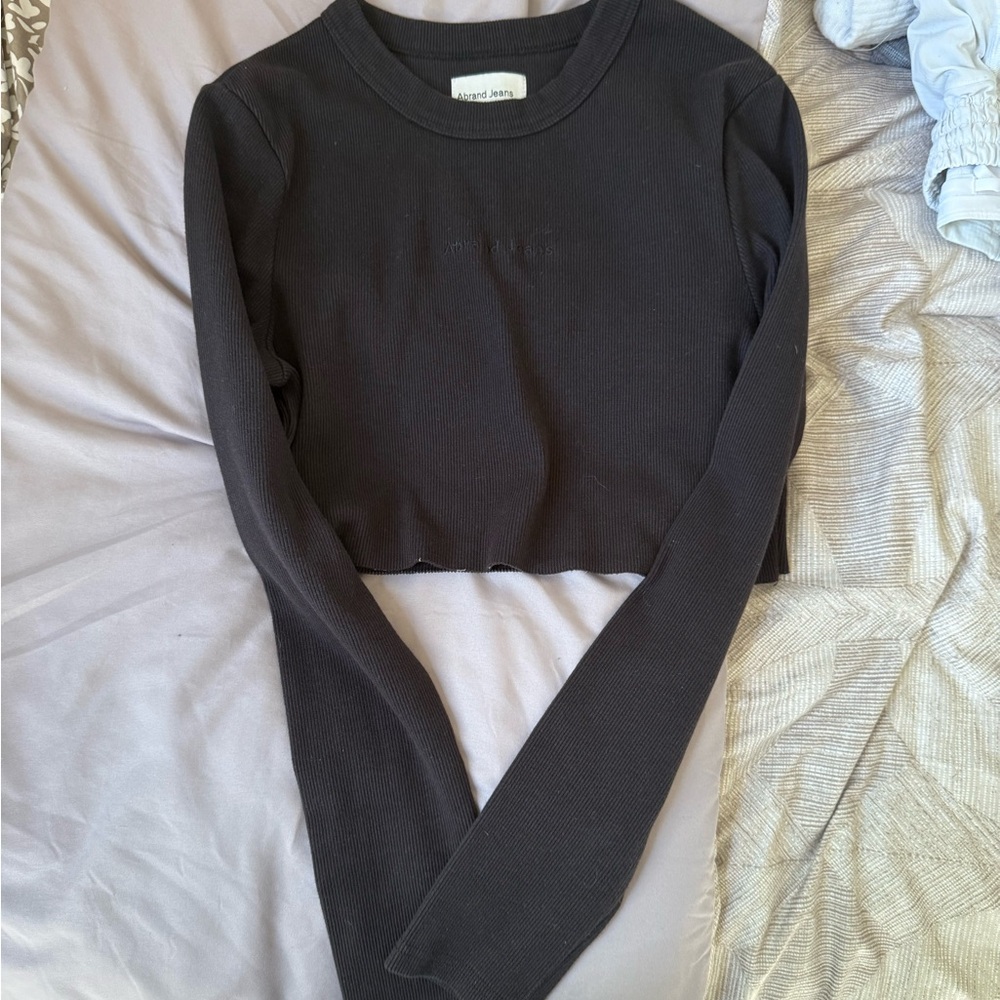 Black Long Sleeve Crop Top